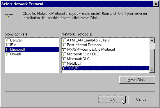 Select Network Protocol