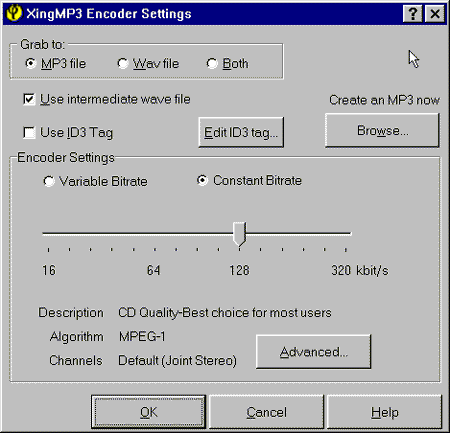 XingMP3 Encoder Setting