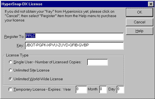 License Key Register