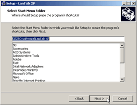 Select Start Menu Folder