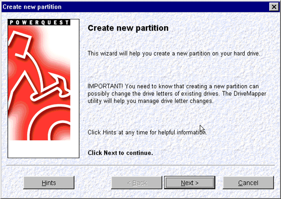 Create new partition