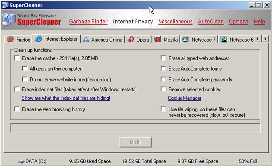 การตั้งค่าสำหรับบราวเซอร์