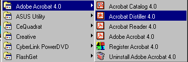Menu Acrobat 4.0