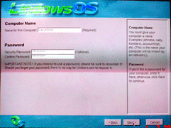 ขั้นระบุชื่อเครื่องและรหัสผ่าน