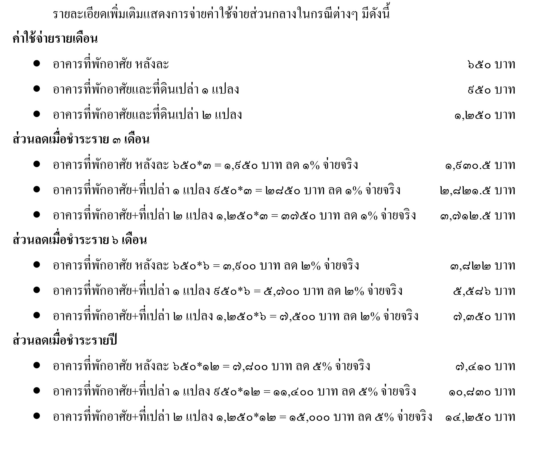 ค่าใช้จ่ายต่อเดือน