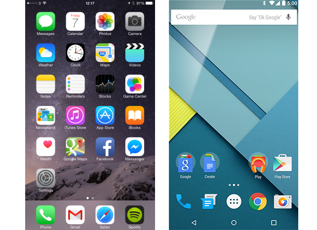 android ios homescreen