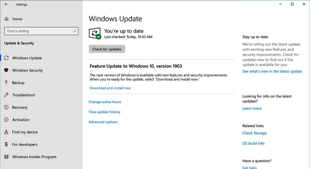 update win10 1903 1