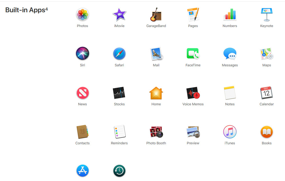 Built in Apps MAC